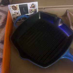 Le Creuset Blue Cast Iron Skillet Grill Pan